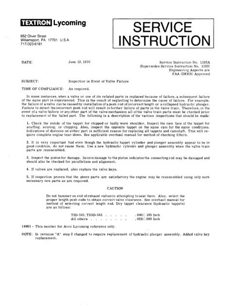 lycoming service instruction 1492d